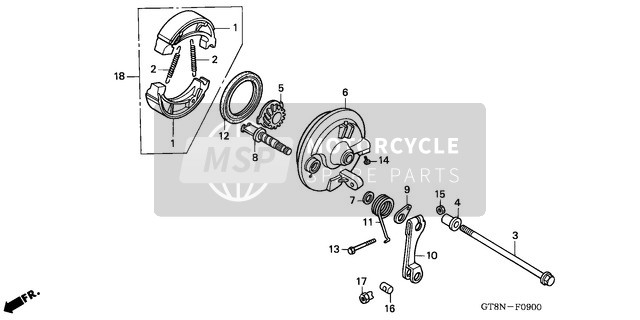 Honda PK50 1992 Front Brake Panel for a 1992 Honda PK50